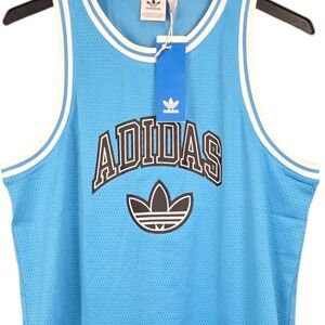 Adidas Tank Jersey YOUTH Boys XL Blue Trefoil Mesh Sleeveless Top Basketball NWT
